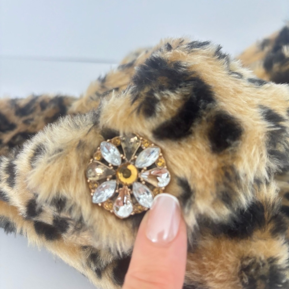 Vionic Orthaheel Relax Luxe Leopard Faux Fur Orthopedic adjustable Slippers Sz 6 - Picture 15 of 15
